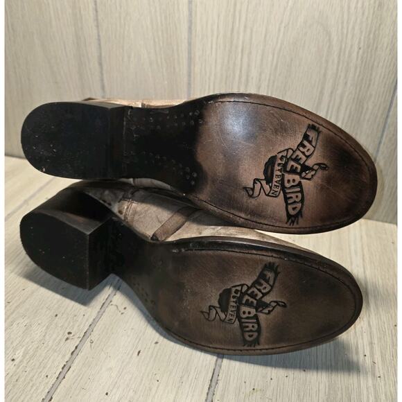 Freebird Sammie Ankle Boots Brown Leather Side Zip Womens Size 9 Boho Fall - Picture 6 of 11